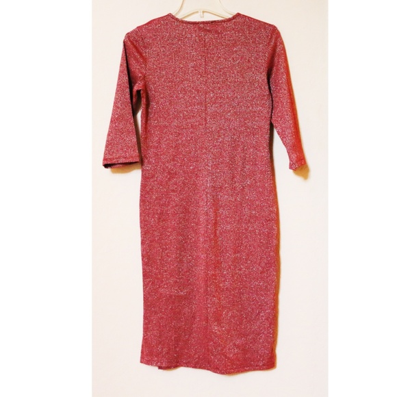 Red Shiny Stretch Dress - Picture 2 of 4